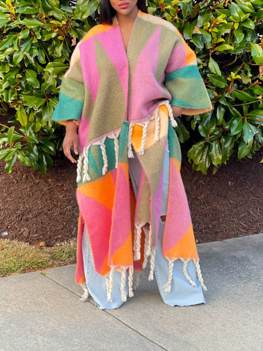 Scrub Fringe-Print Cardigan