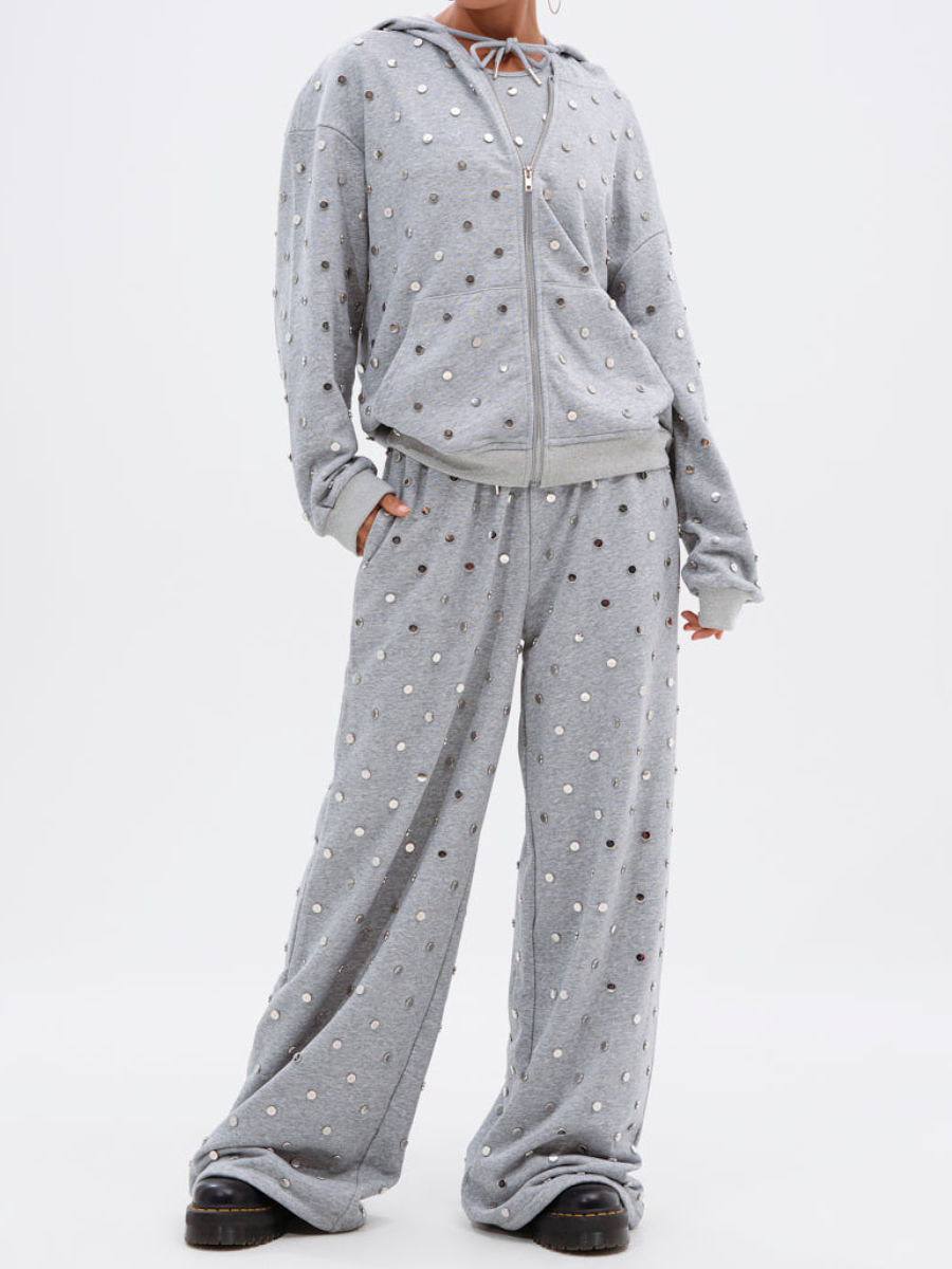 Zipper Rivet Three-Piece Sportswear