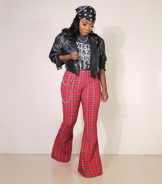 Plaid Flare Pants