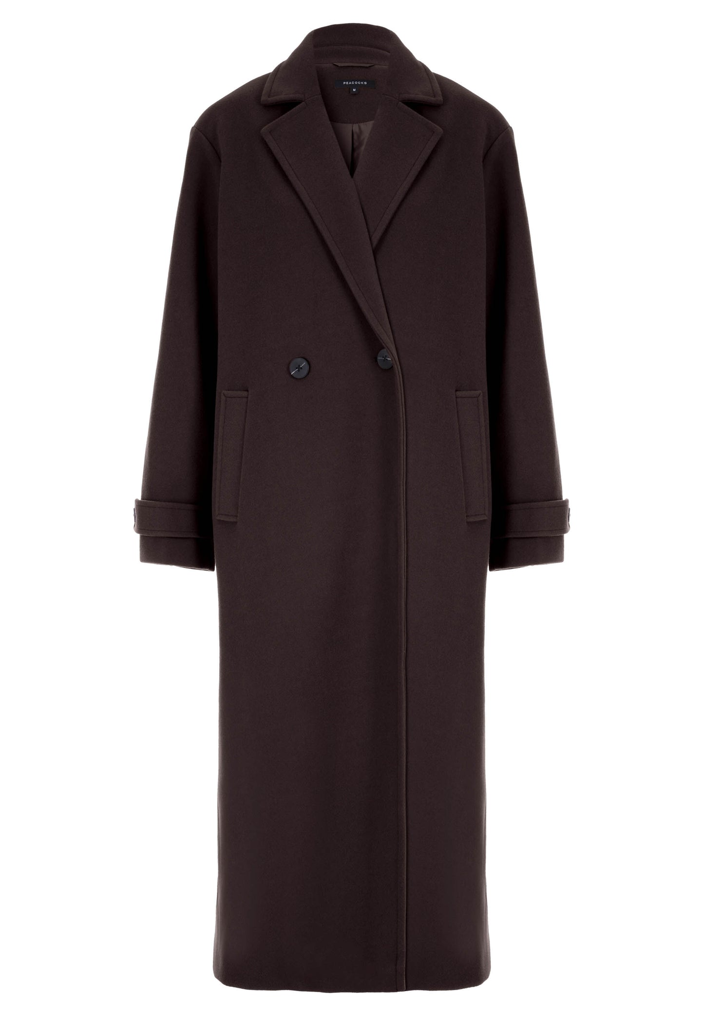 Chocolate Brown Double - Breasted Maxi Wool Coat