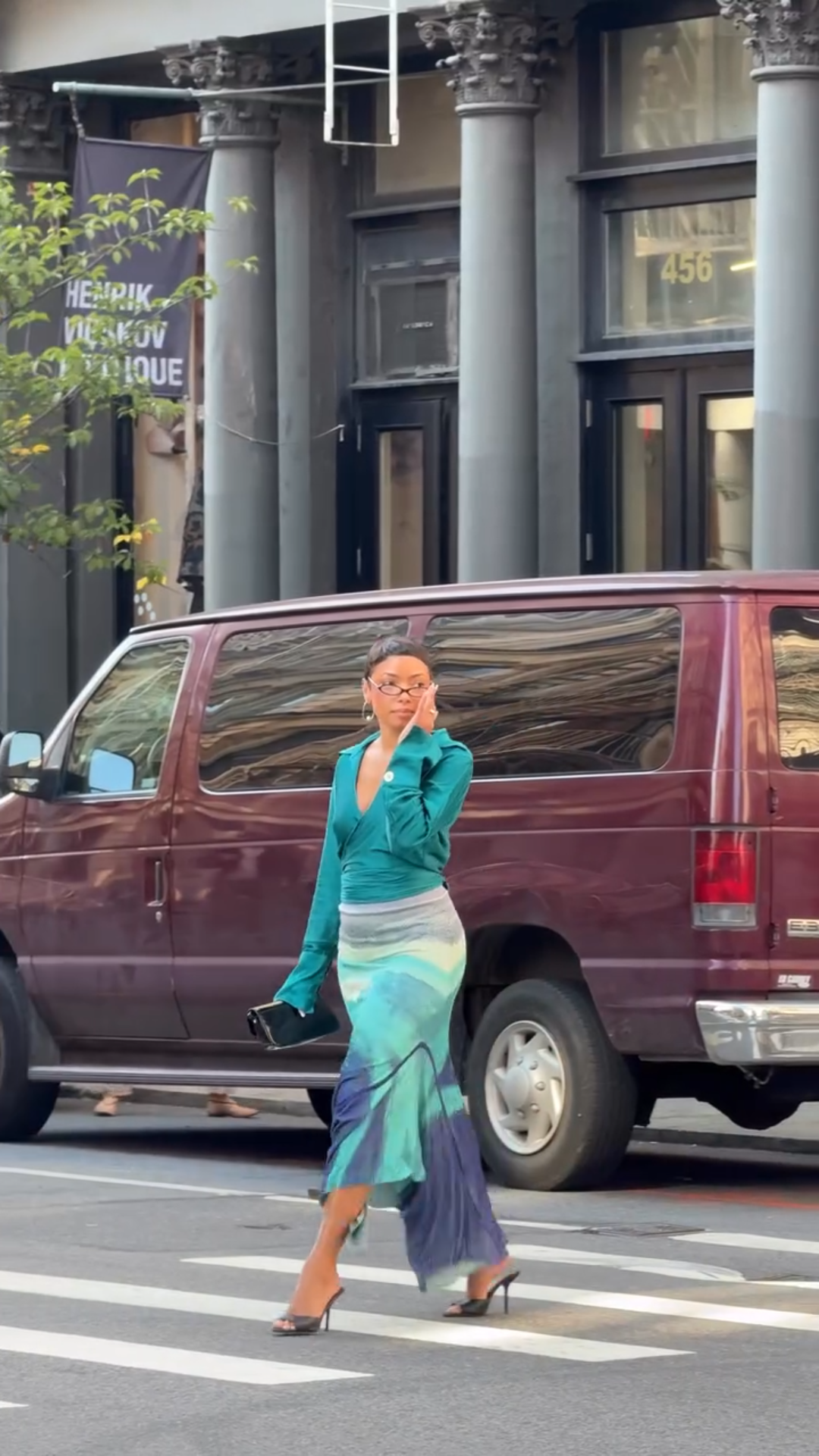 Teal Wrap Top with Ombre Maxi Skirt Set