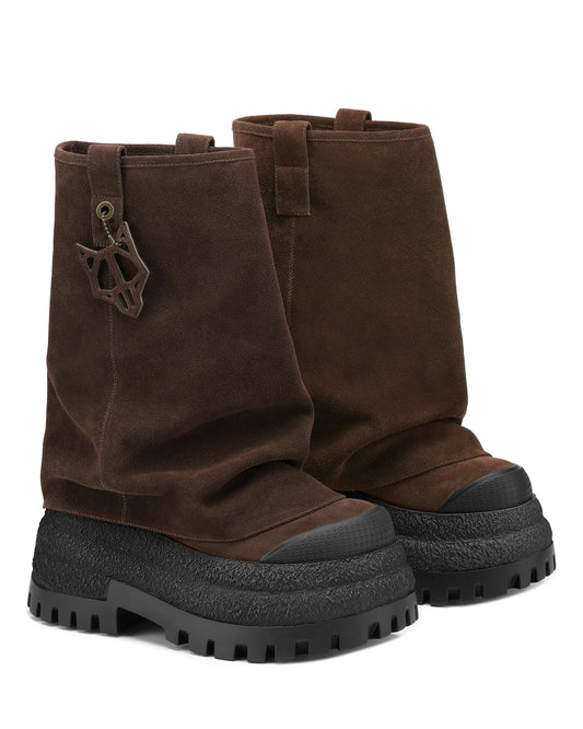 Suede Chunky Platform Boots – Edgy Statement Footwear with Unique Charm