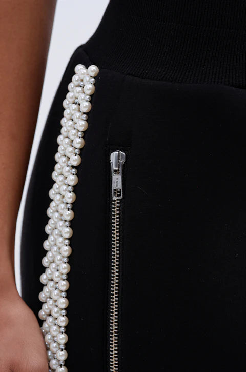 Black Knit Tracksuit with Pearl Embellishment Detailing
