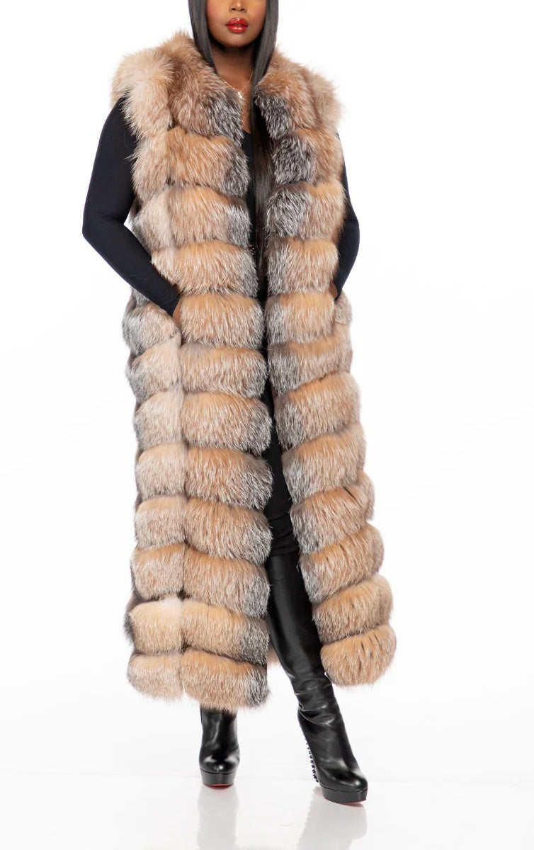 Luxury Longline Multi - Tonal Faux Fur Sleeveless Vest