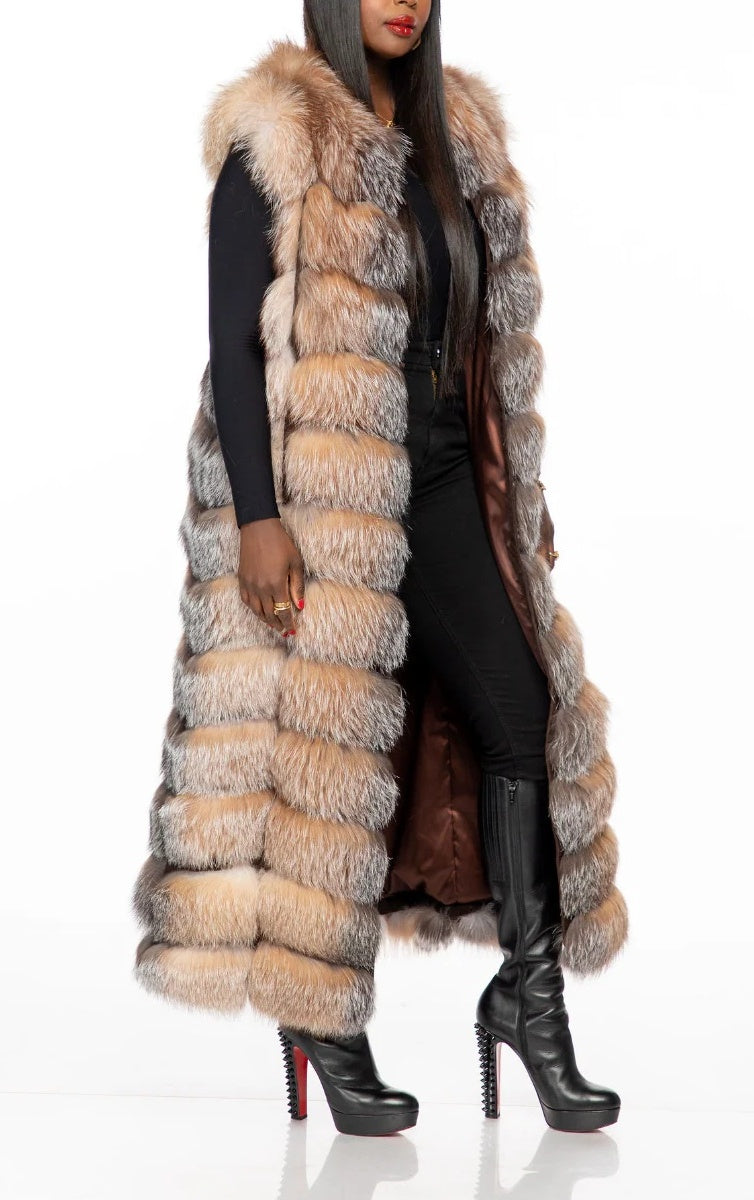 Luxury Longline Multi - Tonal Faux Fur Sleeveless Vest