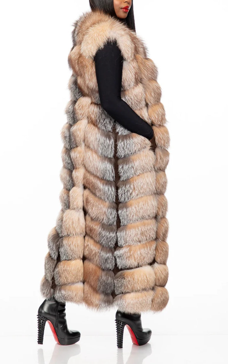 Luxury Longline Multi - Tonal Faux Fur Sleeveless Vest