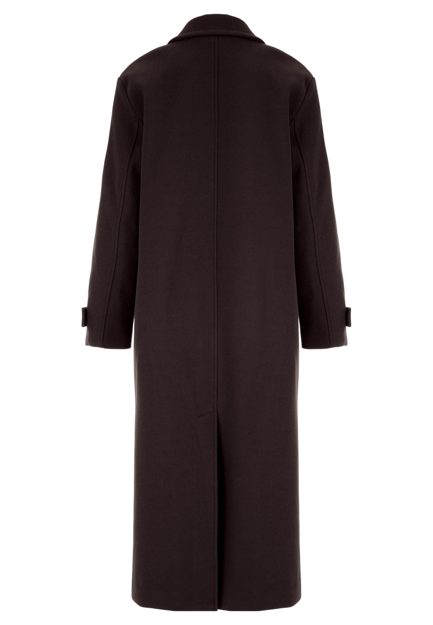 Chocolate Brown Double - Breasted Maxi Wool Coat