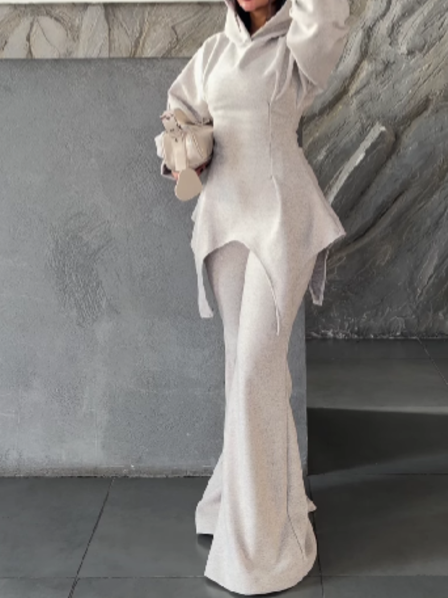 Hooded Slim Fit Flared Pants Set