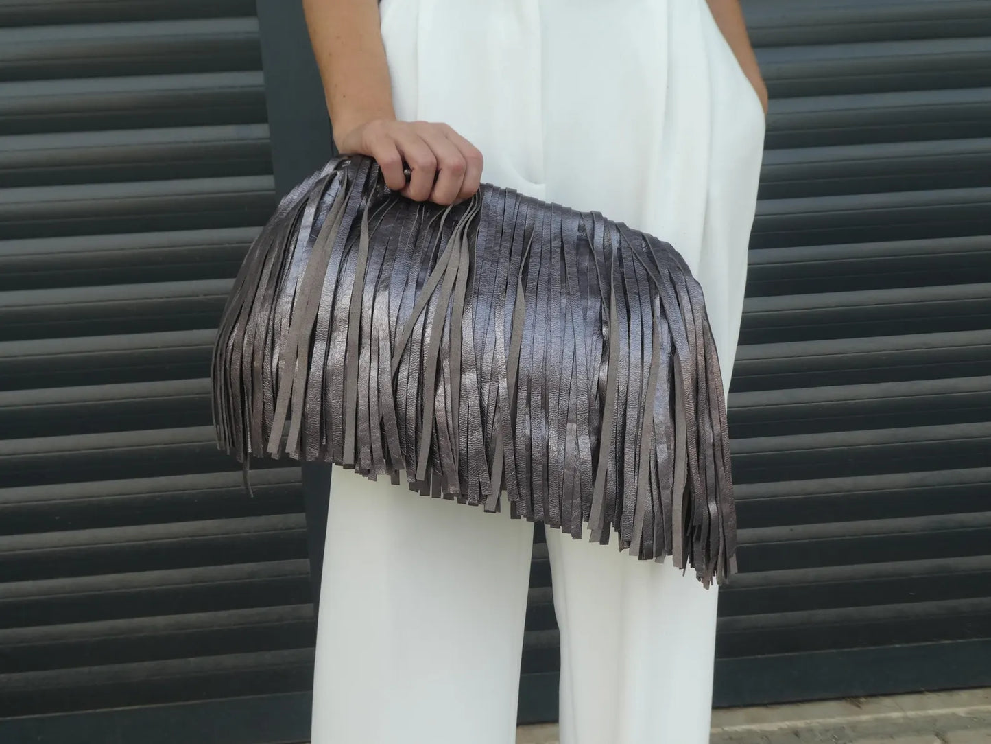 Burgundy genuine leather fringed framed clutch, Leather large cloud bag with tassels, Handmade Oversized puffball retro Dumpling purse
