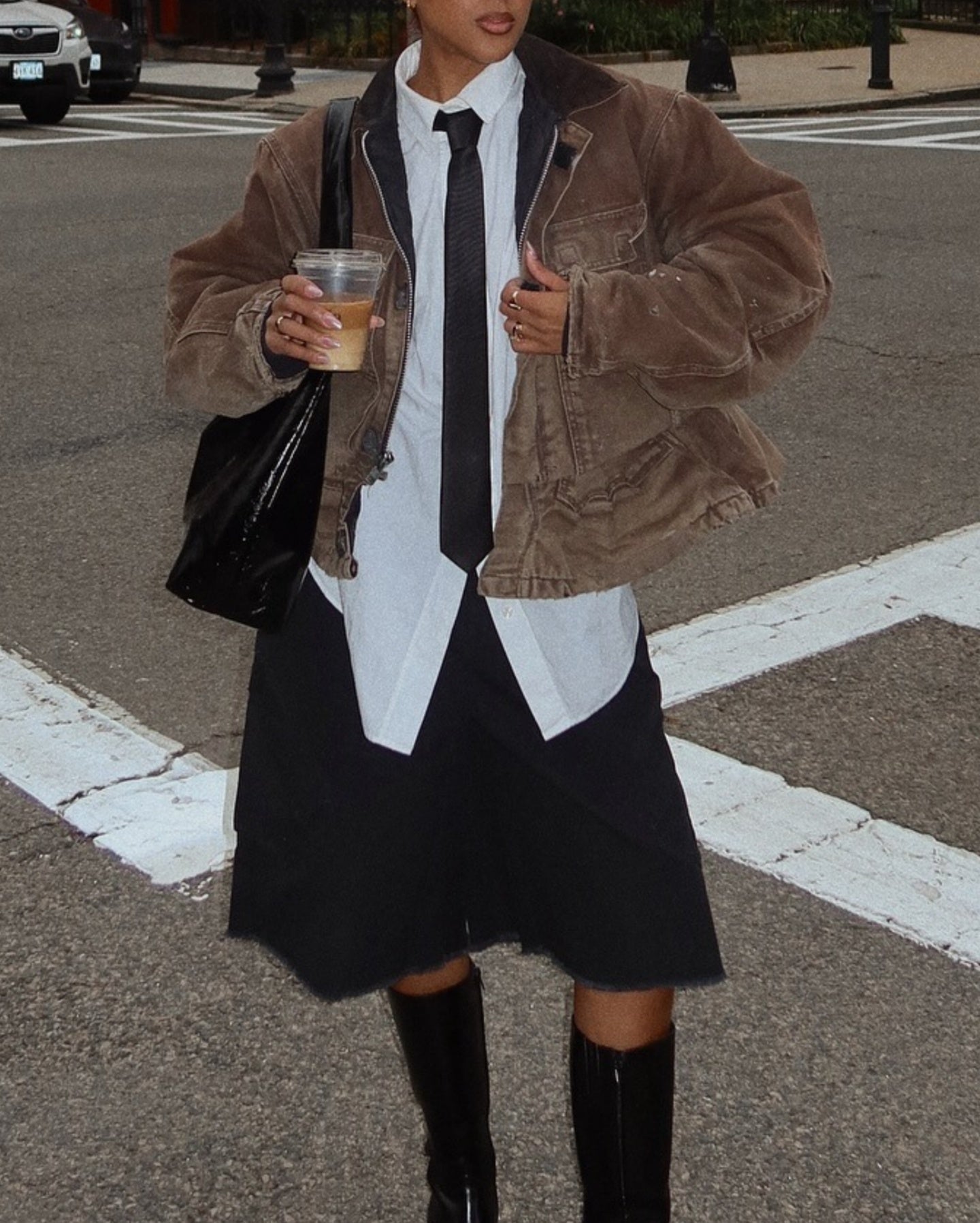 Vintage Washed Brown Denim Jacket with Distressed Details