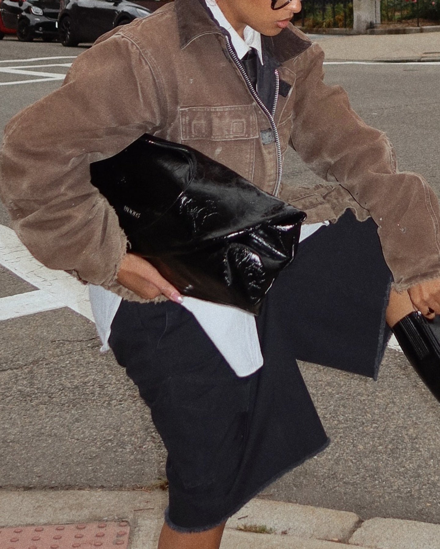 Vintage Washed Brown Denim Jacket with Distressed Details