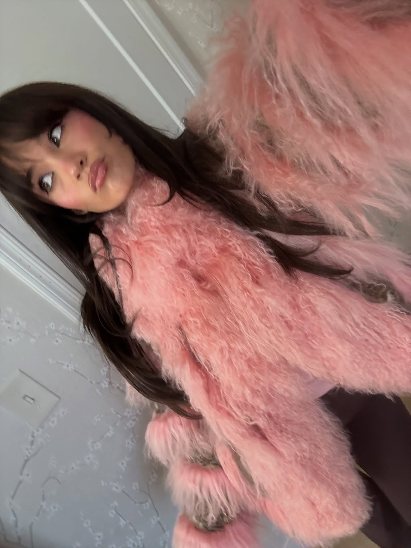 Pink and Leopard Print Faux Fur Oversized Statement Jacket